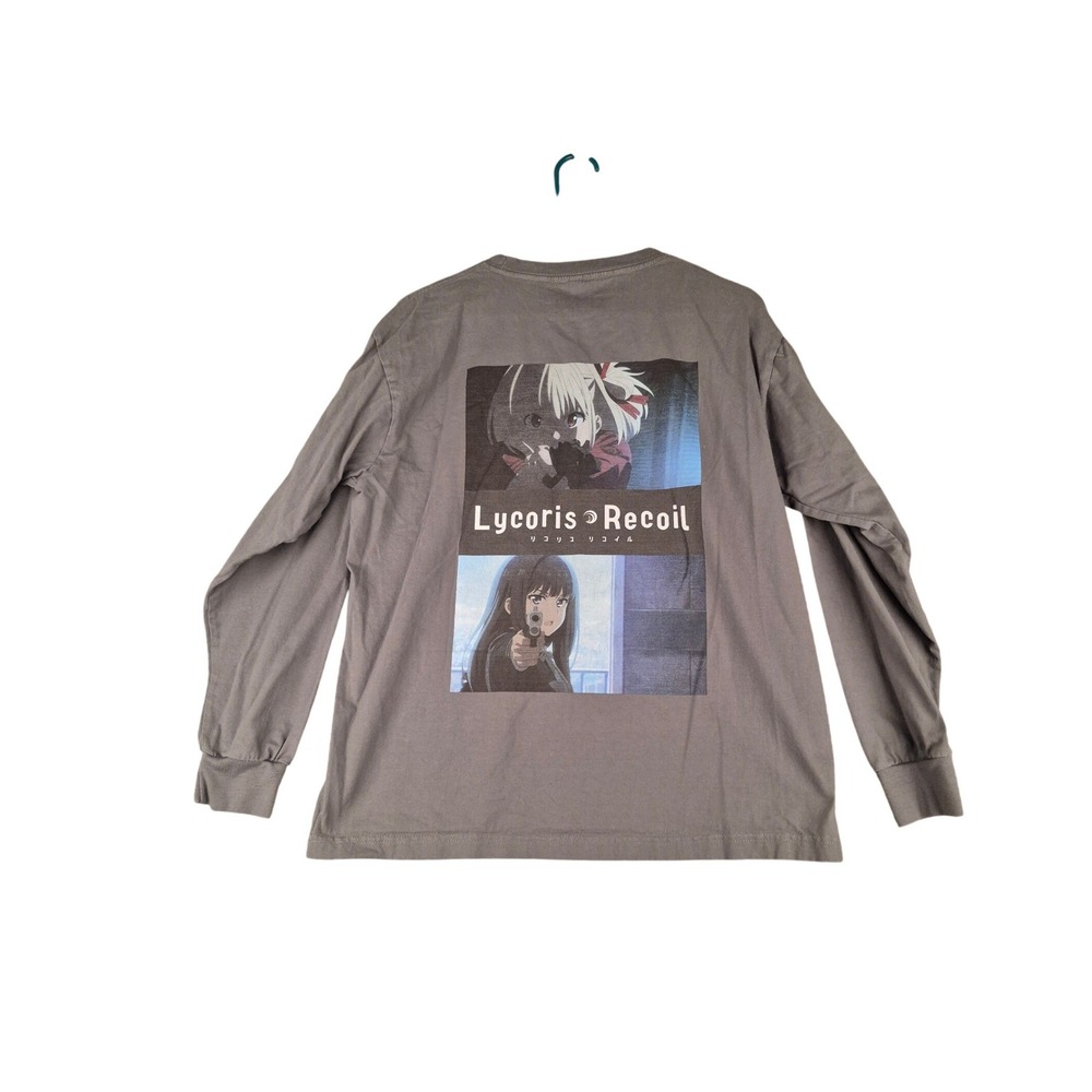 Lycoris Recoil Aniplex Green Long Sleeve Graphic T-Shirt Mens Size M Anime Logo